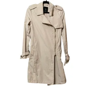 Mango Basics Khaki Moto Zip Trench Coat Womens XS Tan Neutral Classic Lightweight thumbnail 2