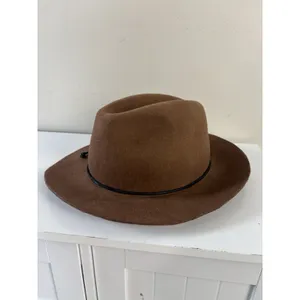 100% Wool Felt Brown Brim Hat Fedora Women’s O/S Western Boho thumbnail 2
