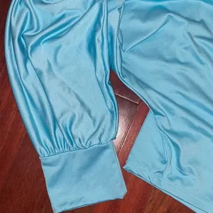 Love J Blue Silky Batwing Stretchy Crop Top Large 70s Aqua Loud Colorful thumbnail 4