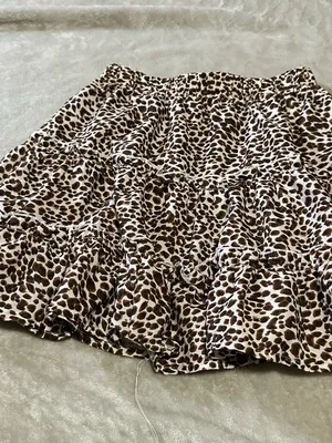 SheIn Cheetah Print Faux Tiered Flowy Mini Skirt size XS thumbnail 2