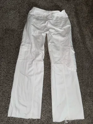 Brandy Melville White Cargo Pants with Bungee Cord Details thumbnail 3