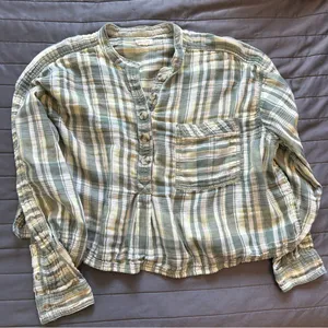 Pilcro Long-Sleeve Buttondown Swing Top thumbnail 2