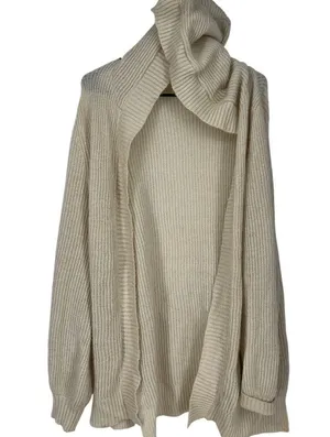 Mudd Cream‎ Fuzzy Open Front Hoodie Cardigan Large light weight thumbnail 1