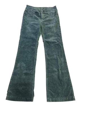 Pilcro and the Letterpress Green Corduroy High Rise Trouser Bootcut Pants Sz 28 thumbnail 3