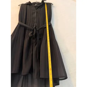 Joie Black Pleated Sleeveless Button Down Belted Mini Dress‎ Large L thumbnail 2