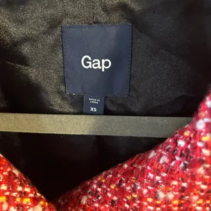 GAP Womens Button Double Breasted Short Pea Coat Blazer, Size XS Red Tweed thumbnail 2
