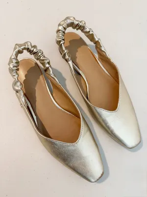 Sam Edelman Omina Slingback Ballet Flats Size 6 Gold Metallic Boho Classic Chic thumbnail 1