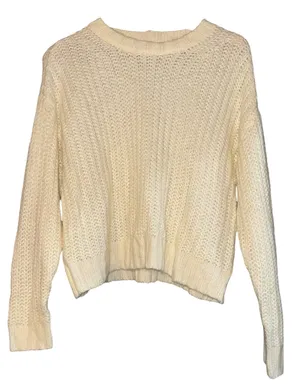 American Eagle Soft Chunky Knit Cream Sweater Womens Small Cozy Preppy Fall Warm thumbnail 1