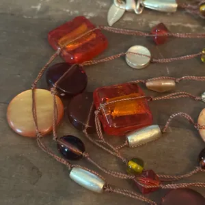 Coldwater creek earth tone station glass bead necklace thumbnail 3