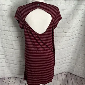 Billabong Dress - Cotton Burgundy Striped - L thumbnail 2