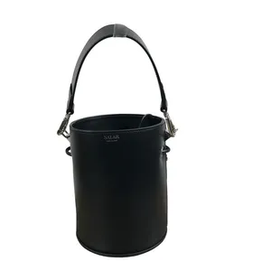 SALAR Italian Leather Studed Bucket Handbag Black Boho Luxury Rare Made In Italy thumbnail 5