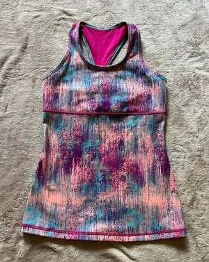 Ivivva Women’s Tank Top Open Back Blue/Pink Built in‎ Bra Size Xs thumbnail 1