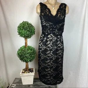 Calvin Klein Black Sheer Lace Cocktail Occassion Dress 4 thumbnail 2
