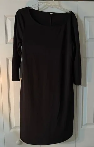 Old Navy‎ Women's Large Straight Black Dress 3/4 sleeves thumbnail 1