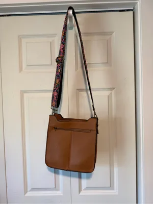 Women’s Tan Crossbody Bag with Floral Adjustable Strap thumbnail 4