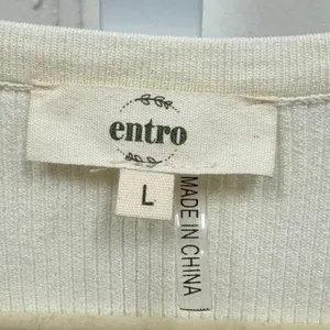 Entro Cream Ribbed V-Neck Sweater‎ Floral Lace Balloon Sleeve Top T19885 Large thumbnail 5