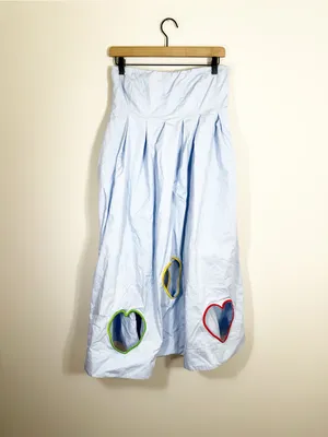 Anthropologie Mare Mare Strapless Cut-Out Hearts A-Line Midi Dress Light Blue thumbnail 5