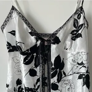 victoria’s secret black and white floral flower and leaf design vest slip dress thumbnail 3