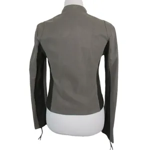 FREE PEOPLE Cool & Clean Faux-Leather Jacket Ribbed Knit Insets Zip Cuffs Size thumbnail 12