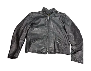 VTG Brooks Leather Sportswear womens black motorcycle jacket Size M. Made in USA thumbnail 1