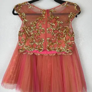 Sherri Hill‎ Sequin Embellished Tulle Party Dress Girls Pink Gold Cap Sleeve thumbnail 5