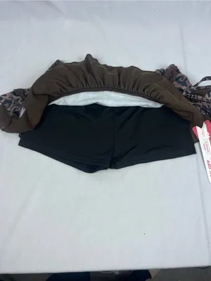 Romwe Brown Animal Print Ruffle Ruched Side Tie Mini Skirt w/ Undershorts Women Size S thumbnail 5