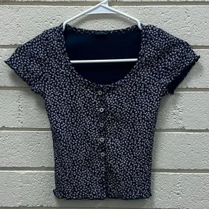 Brandy Melville Blue Floral Zelly Top one size thumbnail 6
