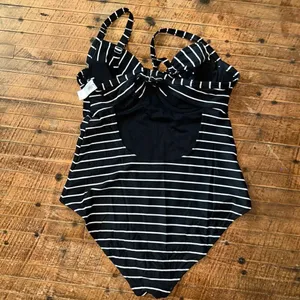 Champion Old Navy black & white striped modest one piece swimsuit thumbnail 2