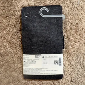 207 | NWT American Eagle Sparkly Metallic Glitter Tights Black Silver Women XS/S thumbnail 2