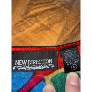 New Direction Jacket Womens Large Black Floral Embroidered‎ Applique art to wear thumbnail 3