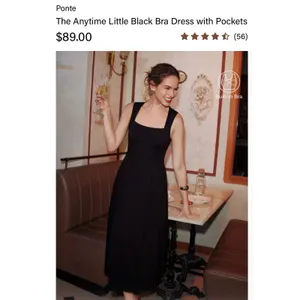 OGL Move Ponte Square Neck Midi Bra Dress with Pockets Black S thumbnail 2