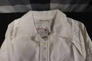 We The Free Alisa Mixed Media Button Up Top White Size M thumbnail 2