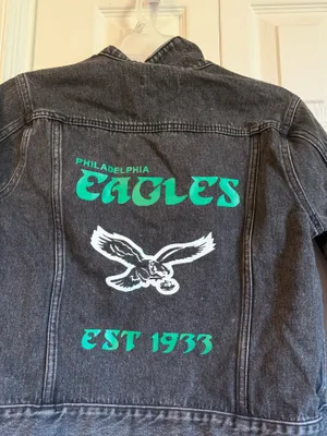 Vigoss Custom made Philadelphia eagles black denim jacket thumbnail 4