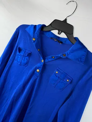 Long Sleeve Blouse Blue Size XL thumbnail 2