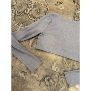 Alo Ribbed Long Sleeve Crop Top Grey Sz S NEW thumbnail 12