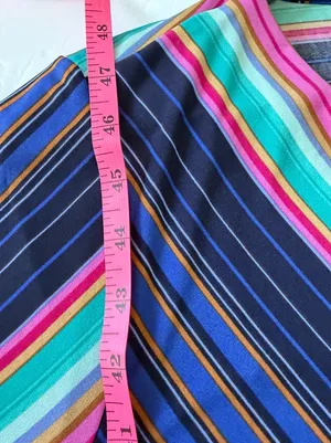 Chaus Women Striped Faux Wrap Midi Dress Large Multi Color Retro Preppy Top thumbnail 10