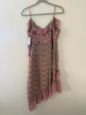 NWT Lucky Brand Coastal Cowgirl Coquette Floral Asymmetrical Midi Dress - Large thumbnail 7