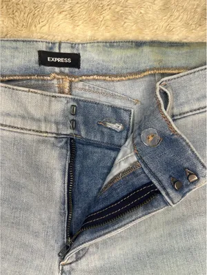 Express 70s Flare Mid Rise light wash stretch denim jeans 12S coastal cowgirl thumbnail 4