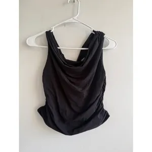 SUUKSESS Womens‎ Black Cowl Neck Ruched Sleeveless Tank Top Size L 3452 thumbnail 2