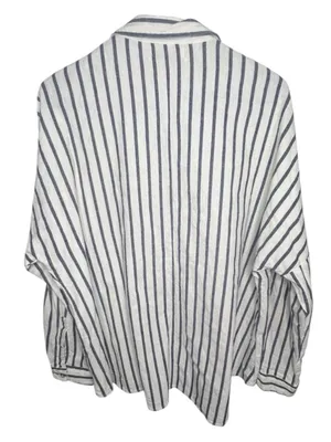 Urban Outfitters Blue And White Striped Long Sleeve Button Down Shirt W/ Pocket thumbnail 6
