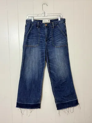 Abercrombie & Fitch Cropped Stovepipe Jeans Size 8R Wide Leg Raw Hem thumbnail 2