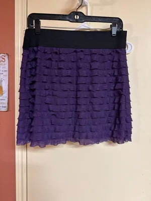 Express Purple Ruffle Mini Skirt Size L Polyester & Spandex thumbnail 3