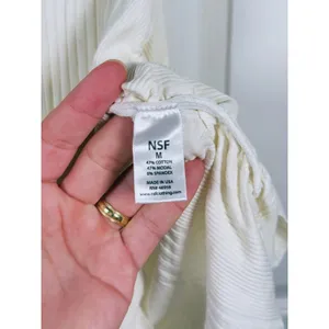 NSF Womens Ribbed Ruched Tank Top High Neck Cotton Modal M White 90s Minimalist thumbnail 11