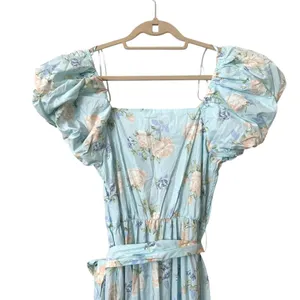LOVESHACKFANCY X TARGET Floral Puff Sleeve Midi Dress Blue Sz 0‎ thumbnail 5