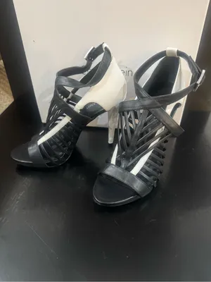 Calvin Klein Black and White Strappy Stiletto Sandals thumbnail 2