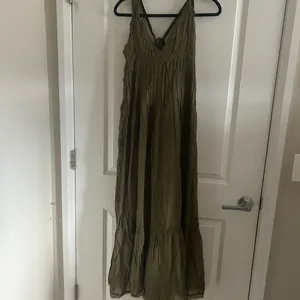 Free People Olive V-Neck Tiered Maxi Dress thumbnail 3