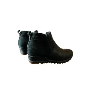 Women’s 8.5 SOREL Evie Bootie Leather Pull-On‎ Ankle Black Chelsea Boots ExCon thumbnail 2