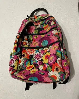 Vera Bradley Floral Quilted Backpack Pink Multicolor thumbnail 1