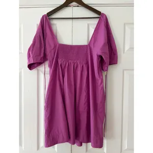Free‎ People Spring Bud Mini Dress Magenta Purple Smocked Back OB2058172 XL thumbnail 2
