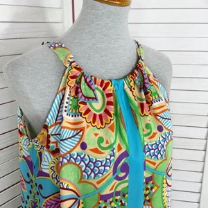 Jade‎ Melody Tam Multi Floral Print Ruffle Hem Tunic Halter Dress Medium thumbnail 5